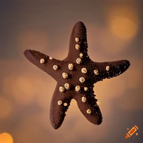 Close-up of a chocolate starfish under divine light on Craiyon