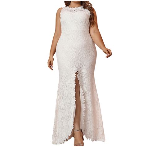 Uaswgudfs Women's Plus, White Dresses for Women Slim Fit Sleeveless ...