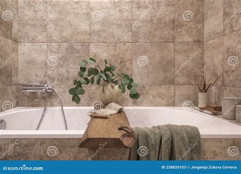 Modern Japandi Bathroom Interior Design In White Tones, White Polished ...
