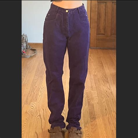 Vintage purple jeans !! No back pockets... - Depop