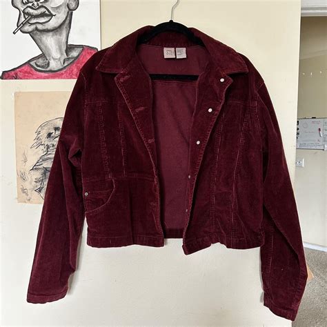 Burgundy corduroy jacket #jacket #corduroy #y2k... - Depop