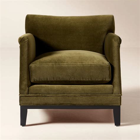 Olson Olive Green Velvet Accent Chair + Reviews | CB2