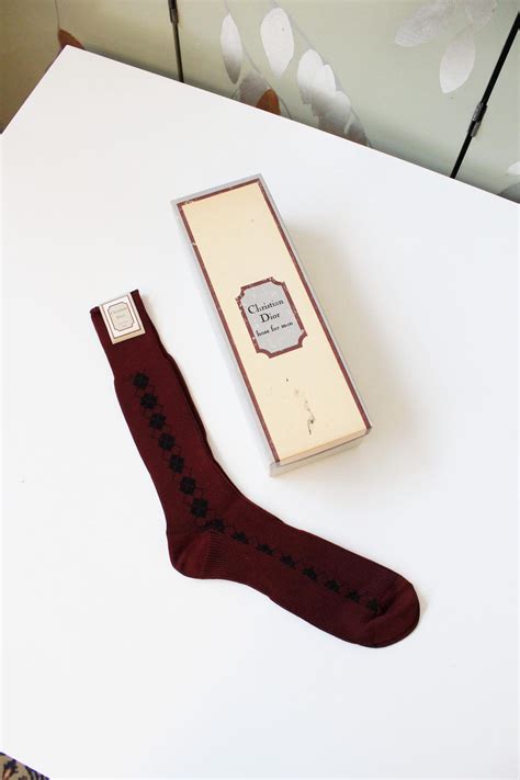 80s/90s Deadstock Christian Dior Maroon Argyle Nylon Socks, Size 10-13 ...