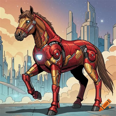 Horse wearing Iron Man armor on Craiyon