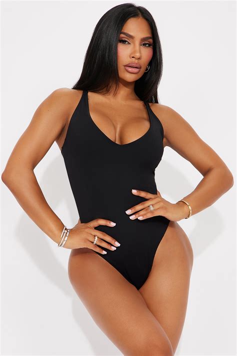 Delvina Snatched Sculpting 1 Piece Scoop Neck Swimsuit - Black ...