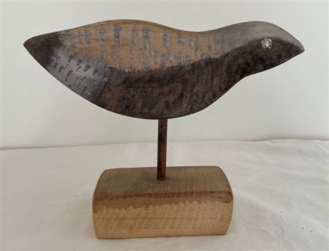 2-wood Carved Primitive Shorebirds on Wood Stand and Cork Stand ...