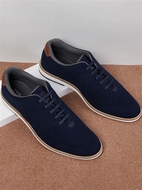 max Men Navy Blue Solid Sneakers - Price History