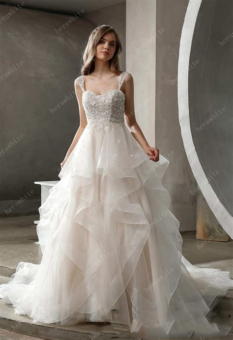 Beaded Tulle Ruffled Ball Gown with Dreamy Details | Bridal Australia