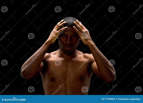 Naked Black Man Posing in Studio Stock Photo - Image of bodybuilder ...
