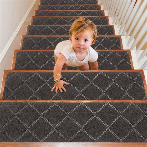 Seloom Upgraded 9" x 36" Stair Treads for Wooden Steps- Carpet Non-Slip ...