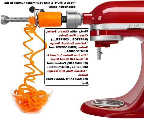 KitchenAid Spiralizer Attachment+peeler+slicer+Core For 5/4.5/7/6/3.5 ...