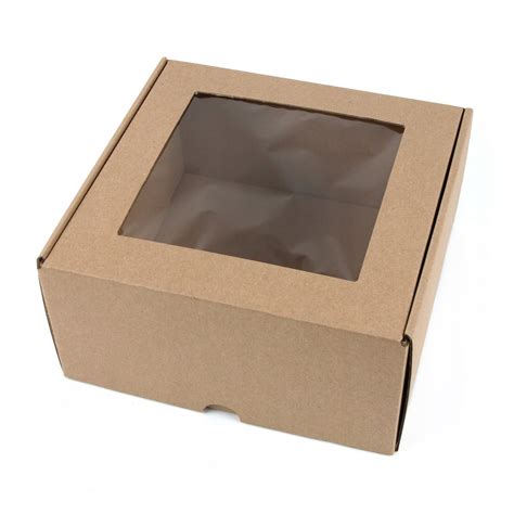 15,5x15,5x11,5 cm Pudełko z okienkiem kwadrat Eco brązowy - Zestaw 5 ...