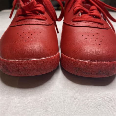 Red Reebok Midtops with classic velcro straps In... - Depop