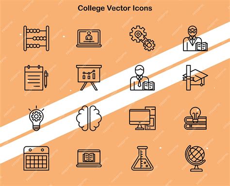 Premium Vector | Set of college icons depicting educational elements ...