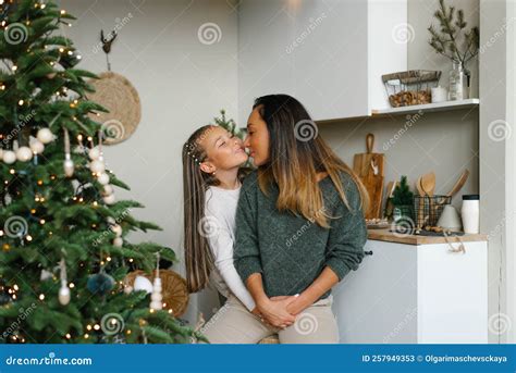 Happy Family Mom and Daughter Have Fun Preparing for Christmas and New ...