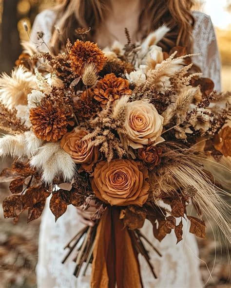 Copper Fern Rustic Boho Wedding Bouquet With Wildflowers in 2025 | Boho ...