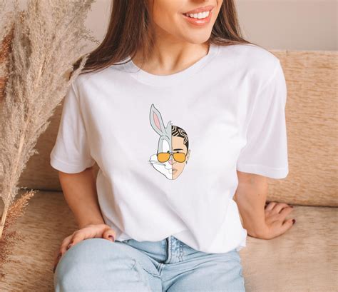 Bad Bunny, Half Bunny, Tshirt, Bad Bunny Face