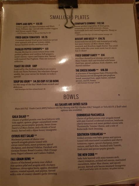 Menu at The Floridian pub & bar, St. Augustine, 72 Spanish Street