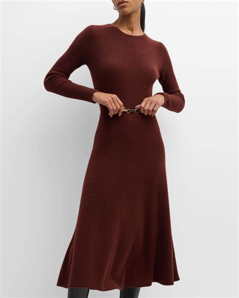 Elie Tahari The Leith Belted Cashmere Midi Sweater Dress | Neiman Marcus