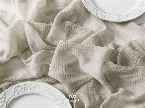 Vitalizart Camino de mesa de estopilla de 10 pies, mantel bohemio de tela de queso nude, 35 x ...