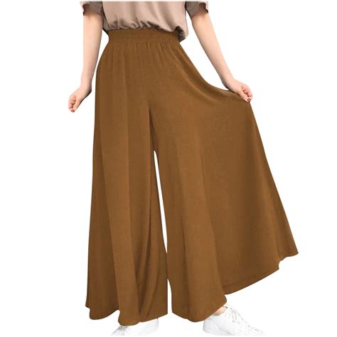 Brown Women Beach Lounge Trousers Pants for Women Rayon Loose Fit Plus ...