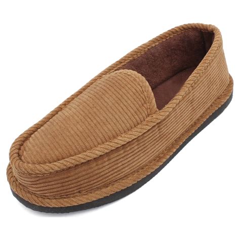 VENTANA Men’s Slippers Corduroy House Shoes | Mens Bedroom Slip On ...