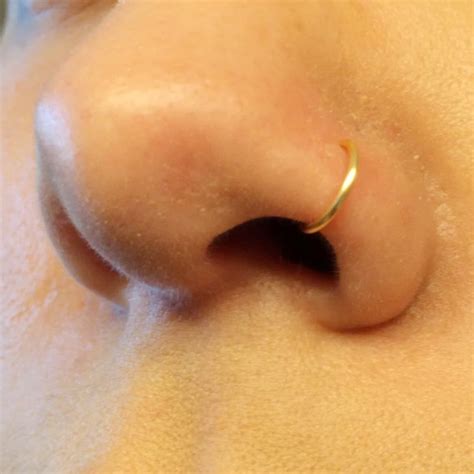 Open Hoop Nose Ring 9K Gold Nose Ring Nostril Piercing Hoop - Etsy