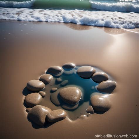 Marine Life in Shallow Puddle on Rocky Beach | Stable Diffusion Online