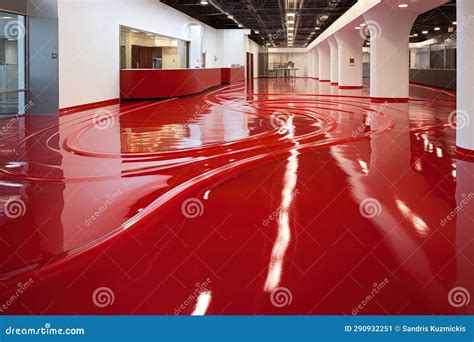 Red Epoxy Floor in a Large Space in a Company. Generative AI Stock ...