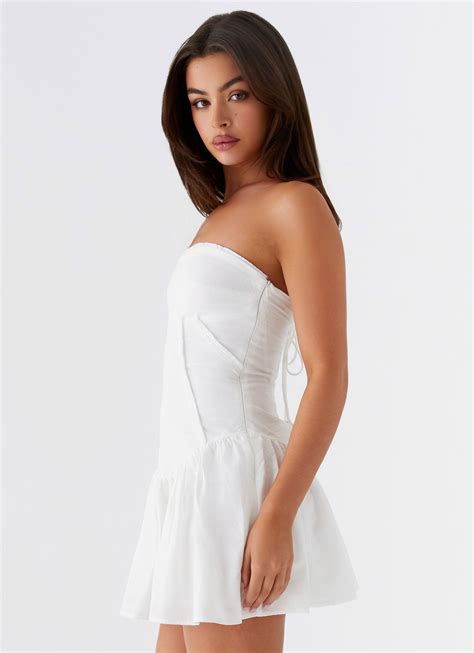 Larnie Linen Mini Dress - White – Peppermayo