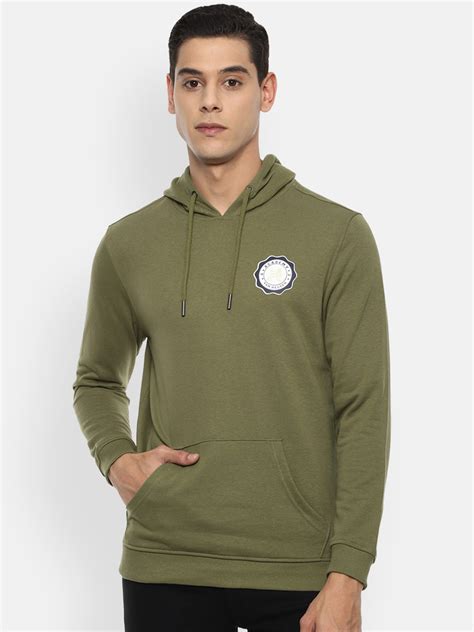 Buy Van Heusen ACADEMY Men Olive Green Hooded Sweatshirt - Sweatshirts ...
