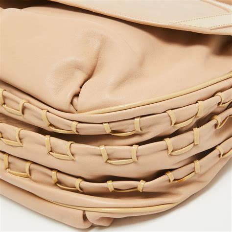 Versace Beige Patent and Leather Patch Hobo For Sale at 1stDibs
