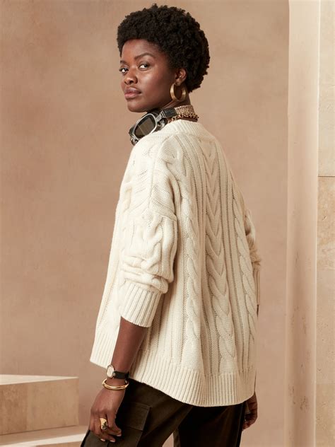 Merino-Cashmere Cable-Knit Cardigan | Banana Republic