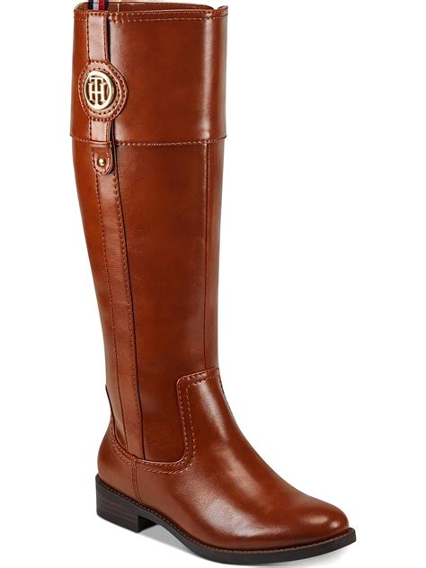 Tommy Hilfiger Women's Imina Faux Leather Knee High Riding Boots Brown ...
