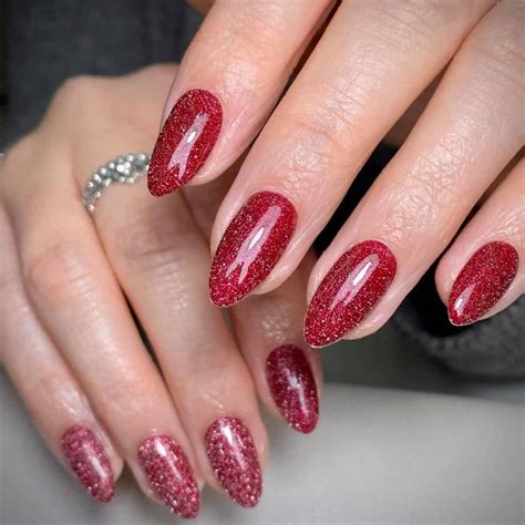 Dark Red Nails With Glitter at Larry Cyr blog