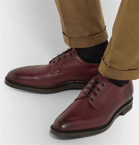 Edward Green Caudale Textured-leather Derby Shoes In Burgundy ...