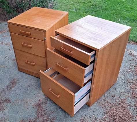 Pair of Mid Century Danish Modern Teak Three Drawer File Cabinets For ...