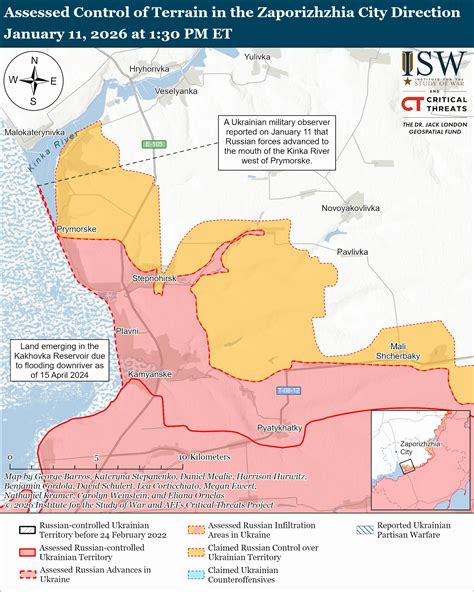 Control of Terrain in Zaporizhzhia City, January 11, 2026 | ISW