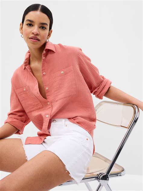 Crinkle Gauze Big Shirt | Gap