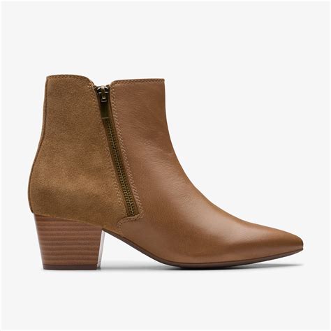 Womens Ellanie Vibe Taupe Leather Ankle Boots | Clarks