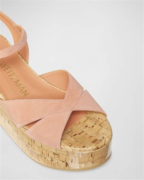 Stuart Weitzman Carmen Suede Slingback Wedge Sandals | Neiman Marcus