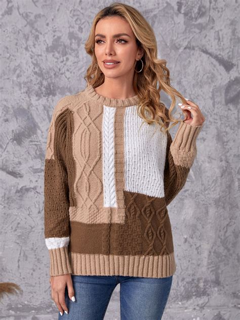 SHEIN USA | Crew neck sweaters women, Crochet ladies tops, Sweaters for ...