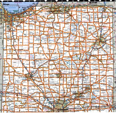 Indiana state highway map with truck routes roads map trucker drivers - usa