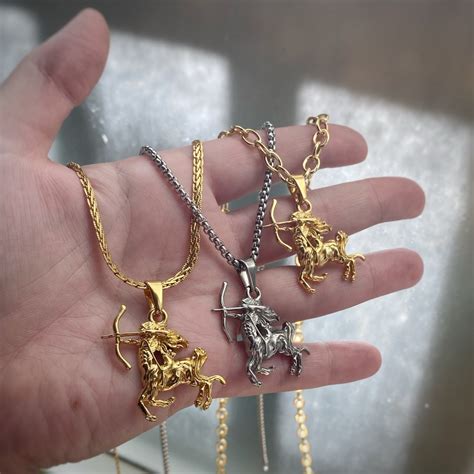 Large Sagittarius Pendant Necklace, Gold or Silver/stainless Steel W/ Chain Options Charm Only ...