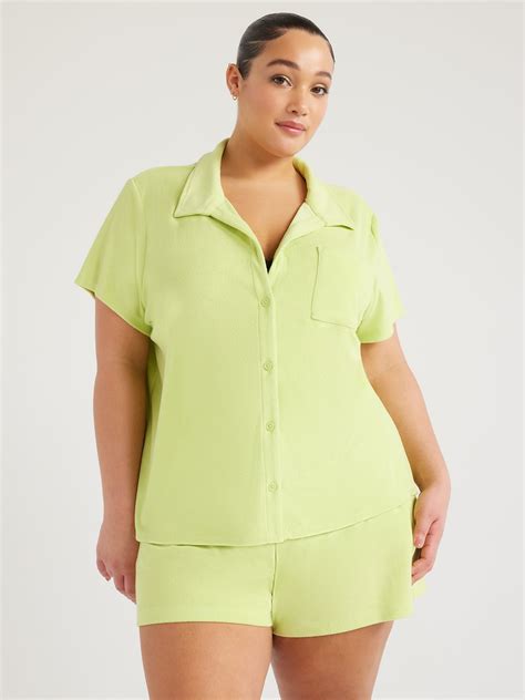 Time and Tru Adrenaline Lime Terry Camp Shirt (Women's) - Walmart.com