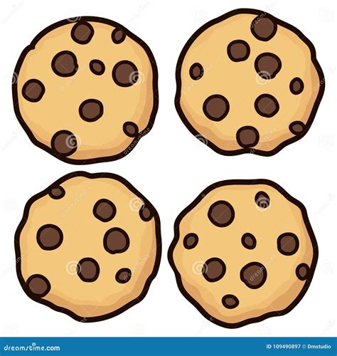 Vector Set of Chocolate Chip Whole Cookies Stock Vector - Illustration ...