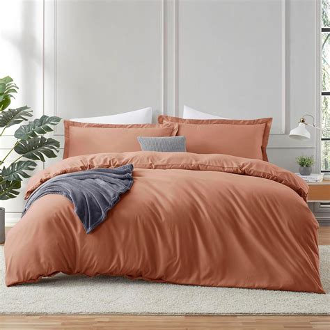 Amazon.com: Hearth & Harbor Rust Duvet Cover King Size - 3 Piece King ...