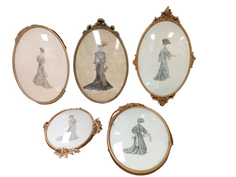 Lot - Vintage Prints in Bubble Glass Frames