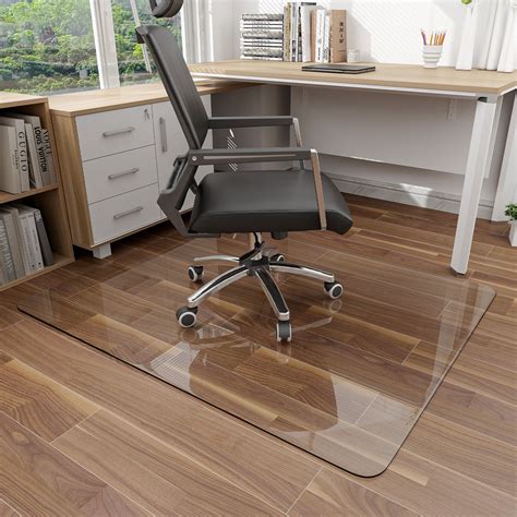 BEAUTYPEAK 46 x 36 Tempered Glass Office Chair Mat for Carpet or Hard ...
