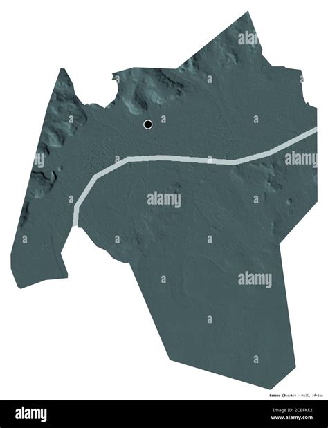Shape of Bamako, district of Mali, with its capital isolated on white ...